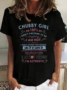 Girl Women's 1 Pcs Plus Size T-Shirt Shirt Casual 220g Funny Oversized Graphic Short Sleeve Tee Novelty Crew Neck Top 100% Polyester - 黑色 - 查看 1