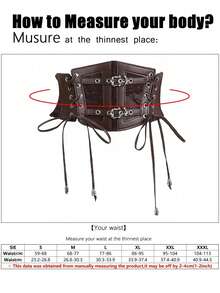 1pc Women's Dark Punk Style PU Leather Elastic Drawstring Waist Belt, Suitable For Halloween Party Or Daily Wear - Dây thắt lưng - Màu nâu - Xem 5