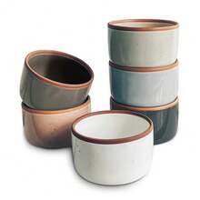 Mora Ceramic Ramekins - 8oz, Set Of 6 - Small Oven  BaFKing Dishes/Cups - For Personal Pudding, Creme Brulee, Souffle, Serving Dip, Custard, Ice Cream - Single Mini Bowls - Assorted Neutrals - Các màu trung tính khác nhau - Xem 2