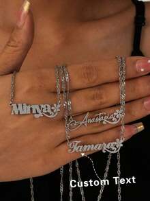 Elegant Quality Versatile, Fashionable Luxury, Minimalist Noble, Youthful Beautiful Sexy Personalized Gold Petal Name Text Pendant Necklace, Birthday Gift, Customized Gift, Anniversary Gift, Customized Jewelry, Commemoration Gift, Gift For Friends, Family, Lover, Match For Party And Travel Gold,Rose Gold Stylish,Fall Fashion,Vintage,Unisex,Simple,Casual,Hipster,Goth,Punk Custom,Personalized,Unique Ideal Gifts For Her Her,Boyfriend,Girlfriend,Dad,Mom,Family,Friends,Pets,Son,Daughter,Grandparents For Anniversaries,For Valentine's Day,For Mother's Day,For Birthdays,For Graduation,For Father's Day,For Weddings,For Daily Wear,For Party,For Prom,Black,Silver,Gold,Stylish,Colorful,Vintage,Simple,Unisex,Casual,Cuties,Custom,Personalized,Unique,Ideal Gifts For Him,Ideal Gifts For Her,Her,Boyfriend, - 彩色 - 查看 4