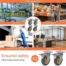 4Pcs 6" Inch Heavy Duty Swivel Caster Wheels Castor 1000KG Load, 2 With Brakes - Multicolor - View 7