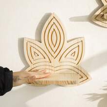 Wooden Lotus Floating Shelves Decorative Wall Mounted Storage Stand Home Decorations - 紅棕色 - 查看 4