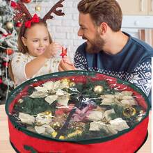 : Primode Wreath Storage Bag with Clear Window | Garland or Xmas Wreath Container for Easy Storage (24Ó Holiday Wreath Bags) (Green) - rojo - Ver 7