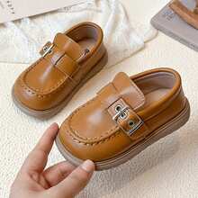 1双婴儿平底休闲日常百搭女童皮鞋，魔术贴搭扣 - 棕色 - 查看 11