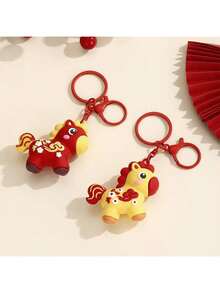 1个可爱3D小马毛绒钥匙扣，多功能包包挂饰 - 彩色 - 查看 3