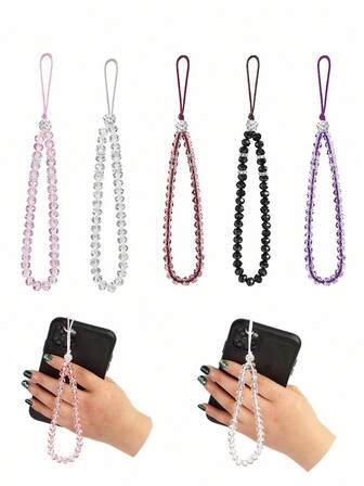 1pc Shiny Crystal Beaded Phone Lanyard Wrist Strap, Gift For Mother, Family, Friends, Birthday, Holiday Phone Charm, Phone Chain