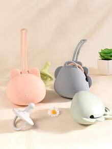 Baby Stroller Hanging Rope Anti-Drop Chain, Silicone Pacifier Box Hanging On Stroller, Small Change & Key Storage Pouch, Rabbit Design - Multicolor - View 7