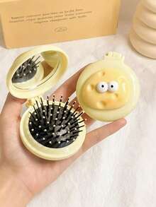 1个香肠嘴造型梳子，新款可爱卡通多巴胺粉色大嘴香肠奶酪气垫梳，小巧便携迷你气垫按摩梳镜组合，适合居家、旅行、徒步、口袋化妆镜、家居装饰、旅行用品、婚礼、派对、生日，送给妈妈、爸爸、朋友、老师的最佳礼物，新年礼物，配饰，趣味礼物