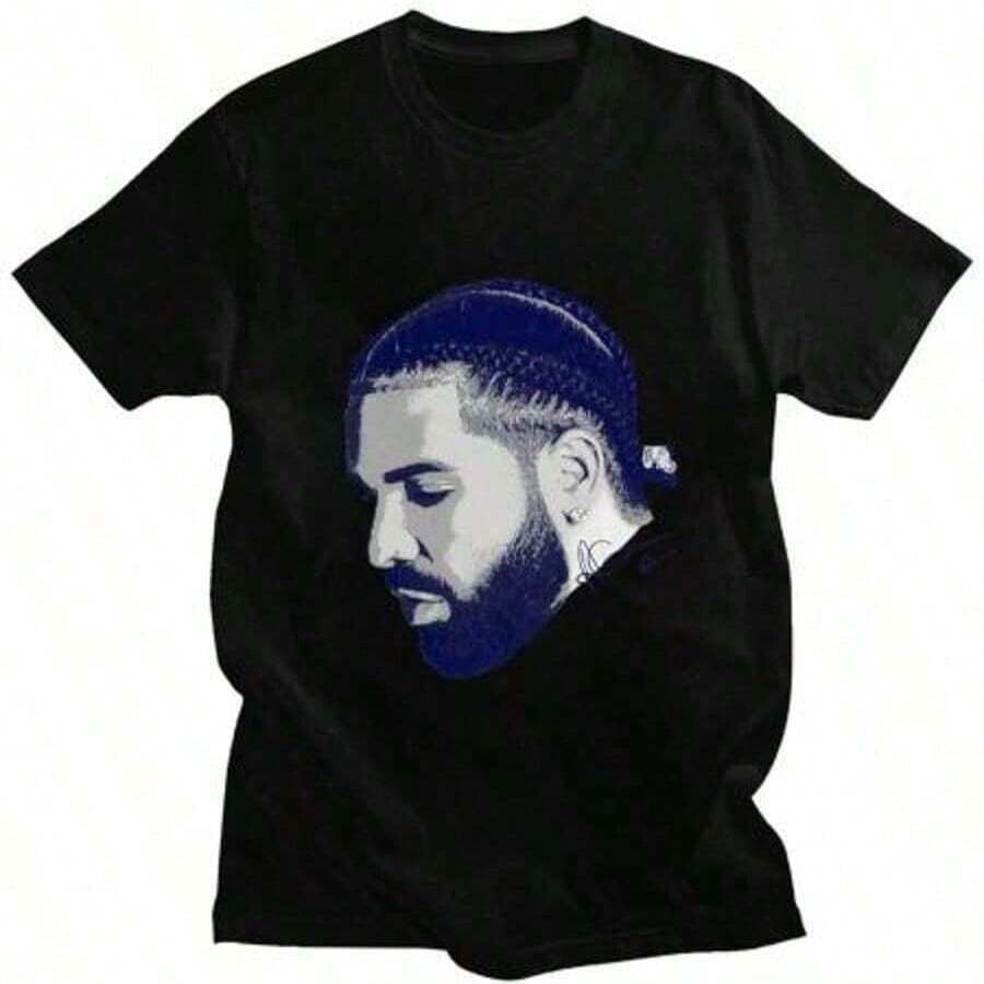 Vintage Rapper Drizzy Drake Print T-Shirt Unisex Casual Cotton Oversized Short Sleeve T-Shirts Hip Hop Gothic Popular Streetwear - màu đen - Xem 1
