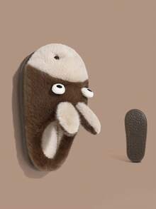 3D Cute Pet Big Head Donkey Cartoon Plush Lined Slip-On House Slippers, Fluffy Warm & Breathable, Unisex Couples, Men's House Slippers, Funny Slippers, Women's Winter House Slippers, Women's Winter Slippers, Silly Donkey Slippers, Big Eye Slippers, Big Ear Slippers, Christmas Gift - Brown - View 12