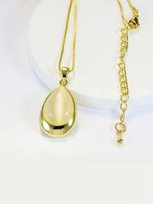 Collar geométrico de oro rosa con incrustaciones de piedra ojo de gato hecho a mano europeo y americano, conjunto de joyería exclusiva para mujeres - colgante de oro - Ver 13