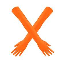 1 Pair Of Long Satin Finger Gloves 1920s Opera Party Wedding Bridal Etiquette Gloves,Orange - 橘色 - 查看 1