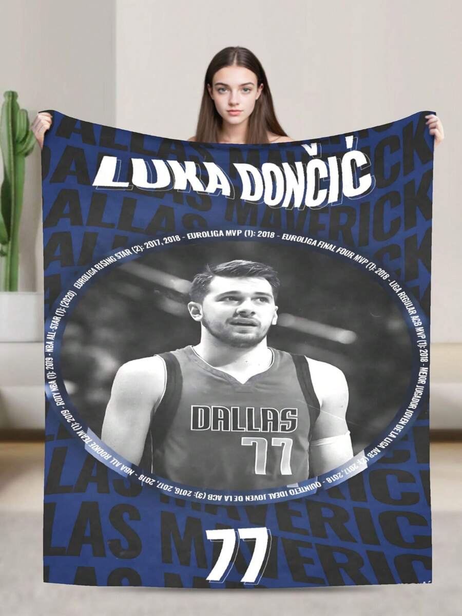 Dallas Basketball Mavericks Throw Blanket Warm Blankets Breathable Air Conditioner Blanket For Car Classic Outdoor Blankets For Picnic For All Season - màu đen - Xem 1
