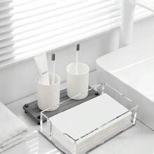 Estante acrílico para toallas de invitados, soporte transparente para papel higiénico de baño, estante para papel desechable, adecuado para baño, cocina, fiestas, bodas y diversas ocasiones - transparente - Ver 4