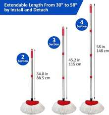 2 Pack Spin Mop Replacements Head Compatible For O Ceda EasyWring 1 Tank System, Microfiber Mops Refills Hardwood Floor Cleaning, Base And 30-58in Handle Set Combo - MàuB - Xem 3