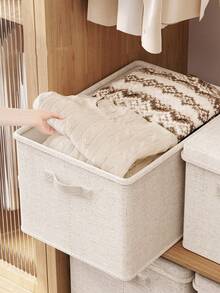 Foldable Clothes & Bedding Storage Box With Lid, Pants Organizer Box, Home & Dorm Closet Storage - Rice - View 9