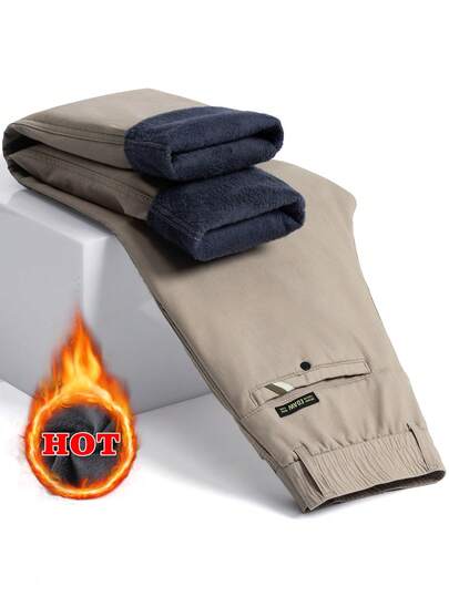 男士纯色休闲保暖裤，冬季款