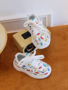 1 Pair Kids Monster Themed Sports Shoes, PU Sole, Hook And Loop Closure, Suitable For Hiking, Running, Walking, Best Gift For Children - White - View 14