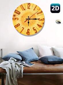 1pc Modern Minimalist Wooden Tree Stump Growth Ring Wall Clock - Silent Swiss Quartz Movement, 10/12 Inch Round Analog Clock With Hands And Gold Numerals, Faux Wood Plastic Frame, Suitable For Bedroom, Living Room, Office, Kitchen - Multicolor - View 8