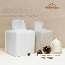 1 Pack Tissue Box Cover, Square PU Leather Tissue Holder, Decorative Facial Tissue Cube Paper Organizer Dispenser For Bathroom, Night Stands, Desk, Car 5X5X5'' - Woven Waffle, Ivory,IvoryWovenWaffle - Bánh quế dệt màu ngà voi - Xem 7