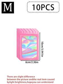 100/10pcs Transparent Holographic Bags, Odor-Proof Packaging Bags, Sealed Bags, Polyester Film Storage Bags, Zipper Sealed Bags, Polyester Film Holographic Resealable Bags, Gift Bags, Odor-Proof Bags, Aluminum Foil Bags, Suitable For Party Gift Storage, Polyester Film Bags, Transparent Window Holographic Resealable Packaging - Multicolor - View 13