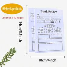1/2/4/6pcs Book Review Notebook, 5.5 X 3.9 Inches, Small Memo Pad, Reading Notes Supplies, 40 Pages Per Book - Black and White - View 2