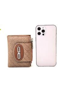 Women's Short Wallet Woven Texture Soft Refined PU Wallet Fashion Snap Closure Dual Zipper Large Capacity Multi-Function Wallet Card Holder Lightweight Minimalist Clutch Suitable For Holiday Gifts For Men Wallet Mini Wallet Purse Wallet Small Wallet - Brown - View 5