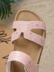 新款春夏儿童软底防滑露趾平底凉鞋，时尚百搭 - 淺粉色 - 查看 6