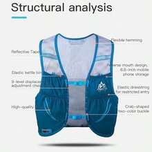 AONIJIE Chaleco de hidratación de 2.5 L, ligero, transpirable y estable, adecuado para hombres y mujeres al aire última intervensión, maratón - Negro Azul-CH/M - Ver 6