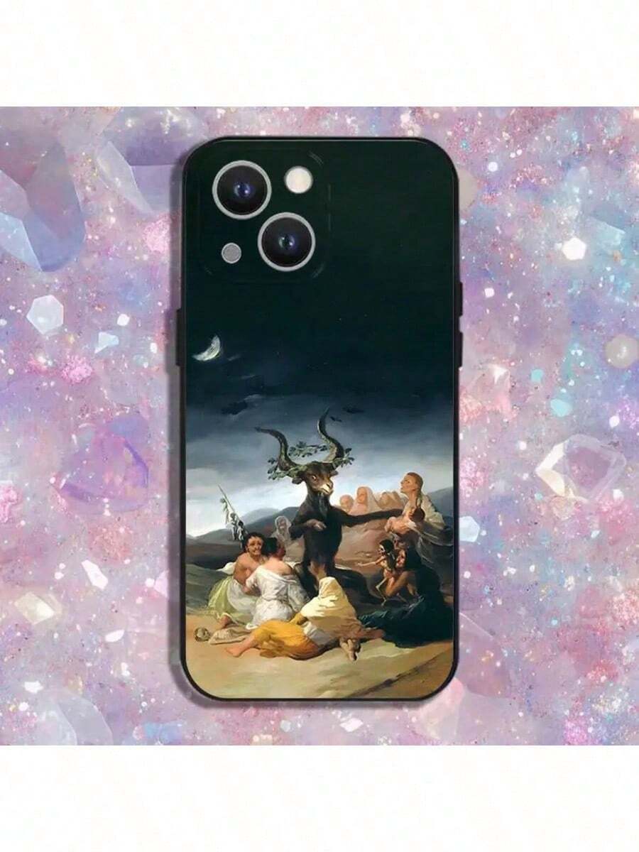 Étui de téléphone compatible avec l'art de Francisco d'Espagne pour 16, 15, 14, 13, 12, 11 Plus, Pro Max, XS, X, XR, SE, Mini, 8, 7, en silicone souple noir. Étui compatible avec les modèles 17, 17 Pro et 17 Pro Max - Z4 - Voir 1
