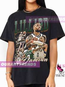 Dame Time Basketball T-Shirt, Unisex Sports Tee, Gift For Fans, Basketball - 黑色 - 查看 1
