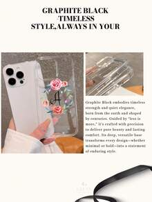 1pc Valentine's Day Style, White Floral Monogram A Pattern Clear TPU Phone Case Raised Edges For Screen Protection Ultra Transparent Minimalist Classic Design Holiday Gift For Girlfriend Or Self Use Compatible With IPhone 17 16 15 14 13 12 11 XSMAX XS X Series - Clear - View 3