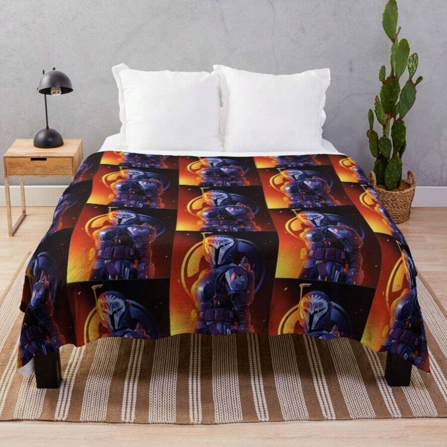 Bo Katan Kryze SStar Wars Mandalorian Throw Blanket - Ultra Soft Flannel Blanket For Couch, Bed And Sci-Fi Decor, Nite Owl Warrior Design, Cozy Lightweight Gift For SDisney Fans And Series Collectors - 主圖顏色 - 查看 1