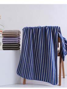 1pcsLarge Bath Towel Made Of Ultra-Fine Fiber Material With Simple Striped Pattern, Coral Fleece Face Towel In Green, Purple, Blue, Coffee Color, Soft And Super Absorbent, Quick Drying, Lightweight And Suitable For Bathrooms, Swimming, Fitness, Yoga. It Is Lightweight And Easy To Carry, Windproof, Sun Proof, Sand Proof, Suitable For Summer Travel, Vacation, Bathroom Decoration, Family Essential, And Ideal Holiday Gift - Multicolor - View 8