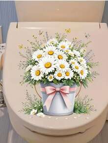 1pc Spring White Chrysanthemum & Butterfly Wall Stickers Painted Small Daisy Dragonfly Windows Stickers Spring & Summer Flower Theme Glass Wall Decor PVC Self-Adhesive Removable Waterproof Wall Decals For Home Decorations Living Room Bedroom Bathroom Windows Toilet Stickers Spring Decoration Items Refesh Your Home - Multicolor - View 8