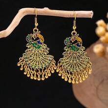 Blue Peacock Earrings Imitation Miao Silver  Totem Phoenix Bell Earrings Ear Jewelry - H2989/Phượng Hoàng Bạc - Xem 8