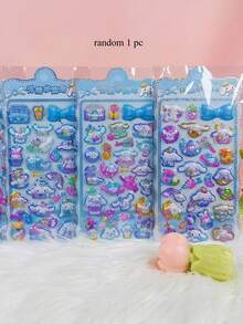 1 pieza Pegatina de cristal con diseño de dibujos animados aleatorio, Pegatina decorativa DIY para scrapbooking, Pegatina decorativa creativa para estuche de teléfono, Pegatina de regalo