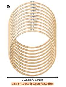 10pcs Bamboo Embroidery Hoops, 8cm/10cm/15cm/20cm - Apricot - View 8
