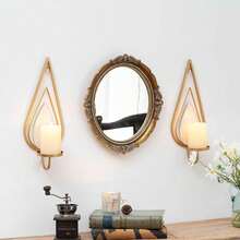 Gold Wall Sconce Candle Holders Set Of 2 - Metal Raindrop Hanging Iron Candle Sconces For Home Decor, Bedroom, Living Room (Gold, Modern) KLL-B08 - 預設 - 查看 2