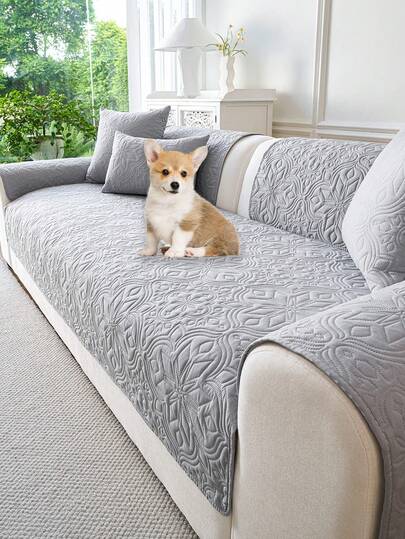 1pc All-Season Sofa Cushion Cover, 100% Polyester - Durable, Skin-Friendly, Breathable, Pet-Friendly Protective Cover, Solid Color Elegant Minimalist & Bohemian Elements - Suitable For Bedroom, Living Room Decor, Machine Washable Non-Slip Sofa Slipcover