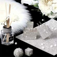 1pc Shiny Glass Crystal Rhinestone Sticker - Suitable For Home Decor, Bedroom, Mirror, Gifts, Car, Phone And Daily Use - White - View 6