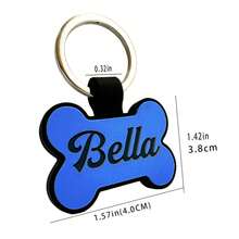 Personalized Pet ID Bone-Shaped Tag, Silicone Dog Tag, Cat Name Tag, Customized Dog Tag, Available In Navy Blue, Magenta, Green, Sky Blue, The Best And Most Beautiful Gift For Your Dog - Multicolor - View 12