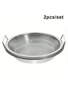 Kitchen Grease Filter Tray, Stainless Steel Air Fryer Basket, Frying Food Draining Basket Accessory, Cooking Filter Mesh For Barbecue, Vegetables, And Desserts - Silver - View 6