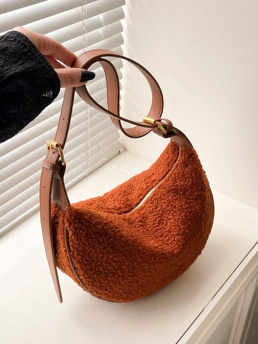 Fashionable Women's Solid Color Minimalist Felt Crossbody Bag, Suitable For Dates, Shopping, Versatile & Elegant