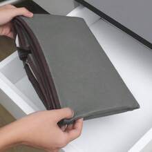 1pc Grey Clothes Storage Bag, Blanket Storage Bag, Multipurpose Storage Bag, Dual Zipper Waterproof Moisture-Proof, Suitable For Home Storage Of Quilts, Blankets, Clothes, Large Capacity Foldable Storage Bag, Decorations, Holiday Decorations, Room Decorations, Home Decor, Bedroom Decor, Dresses, Pants, Shoes, Jeans, Boots, Skirts, Bedroom, Storage Bag, Home Storage, White T-Shirts, Black Pants, Women's Winter Clothing, Dresses - View 6