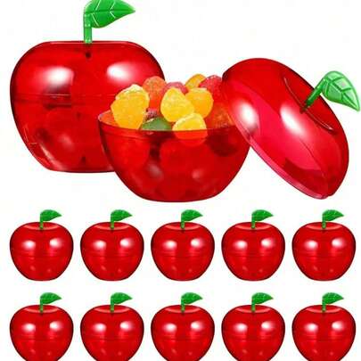 20 piezas/10 piezas/5 piezas Caja de regalo de manzana roja de acrílico falso, caja de caramelos para fiestas, caja de almacenamiento con forma de manzana roja creativa para el Día de San Valentín y el Día del Maestro, también adecuada para vacaciones, bodas, cumpleaños, suministros para fiestas