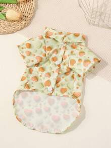 1件宠物狗浪漫时尚可爱服装，5D定制印花，柔软舒适，撞色爱心图案，适合节日穿着，小型犬/幼犬春夏秋季服装