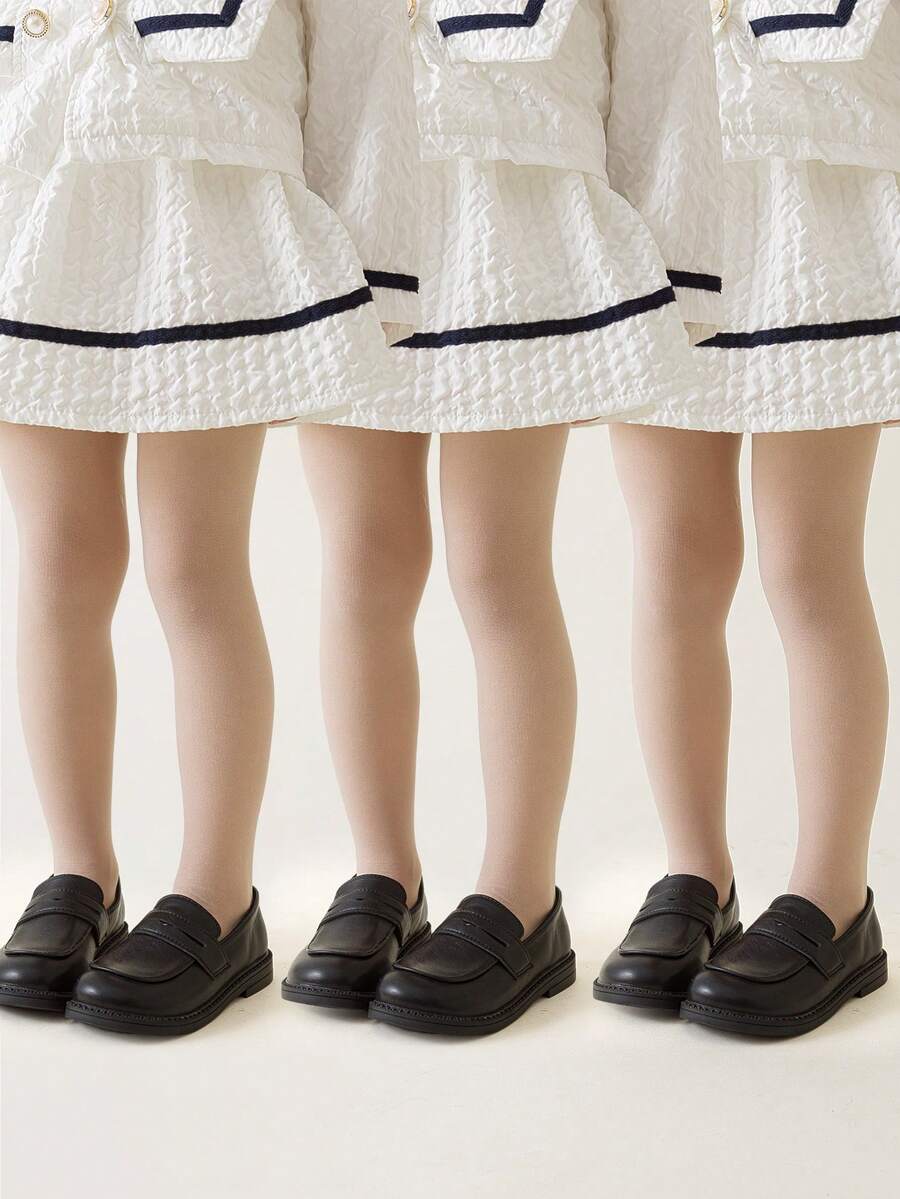 1/3 双儿童纯色连裤袜，简约经典时尚，亲肤舒适轻盈柔软透气，百搭连体衣，适合日常穿着、度假、聚会、旅行、返校等场合。 - 杏色 - 查看 1