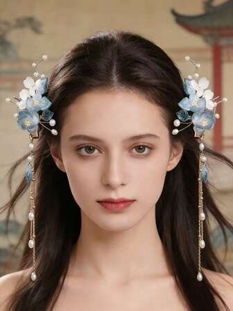 2 st Pärl Tofs Brudhårspänne Hårnål Huvudbonad