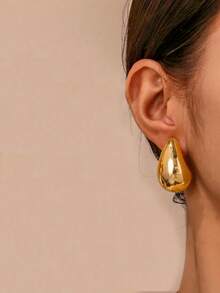 6-12pcs CCB Fashion Earrings, Flower, Water Drop C-Shape, Elegant & Cute Women Earrings - Multicolor - View 4